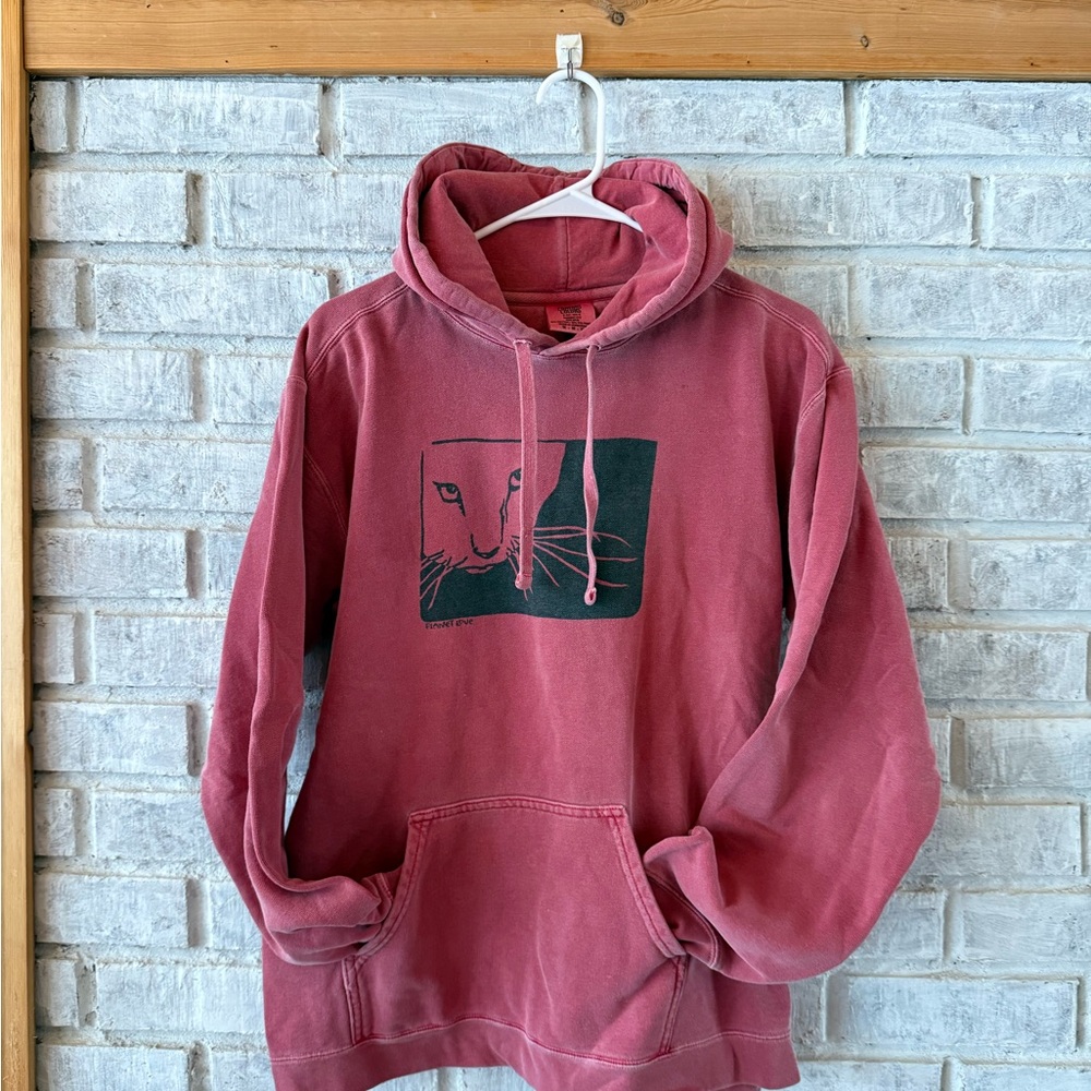 Men's Red Hoodie with cat Graphic